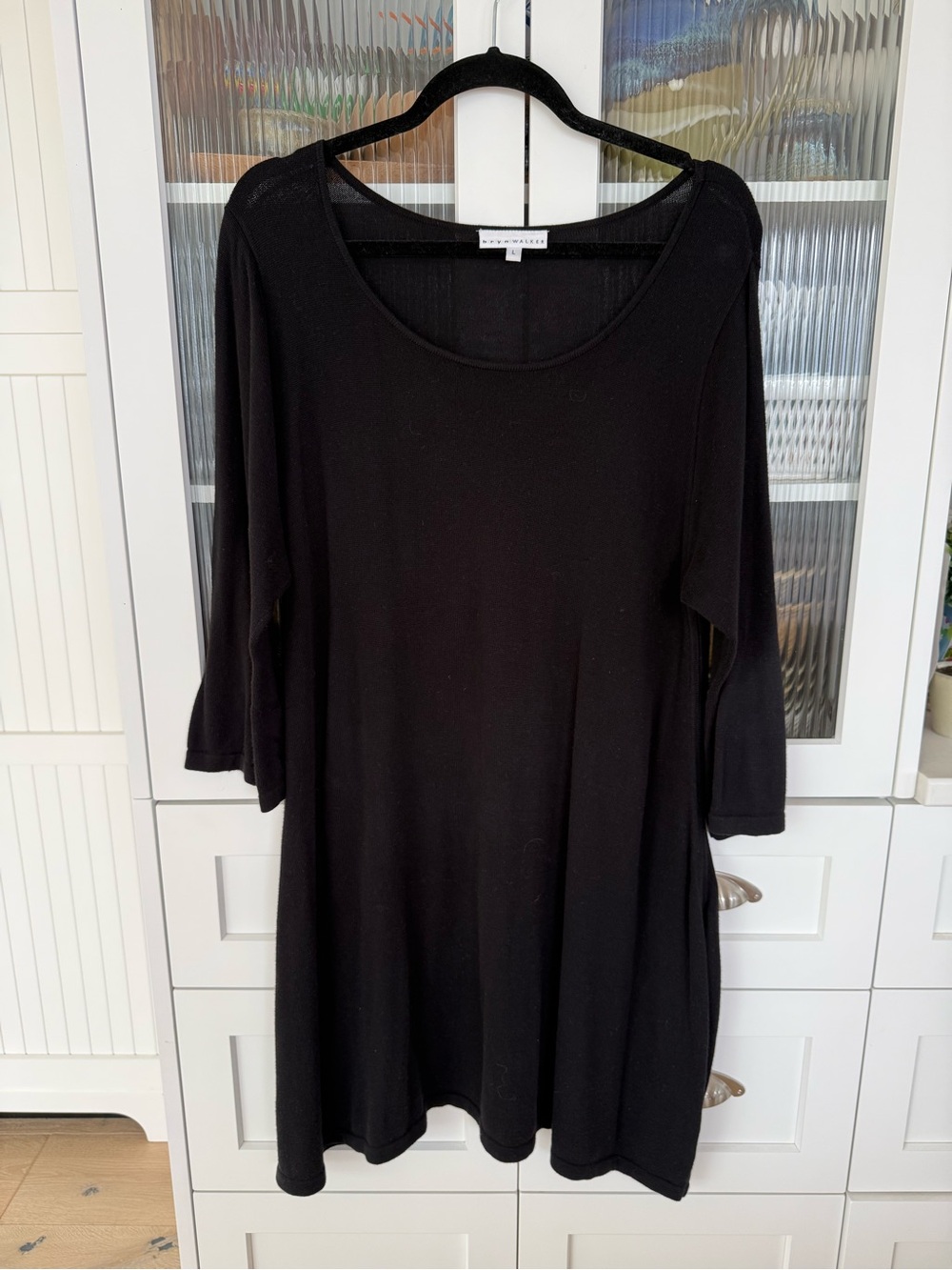 Bryn Walker Black knit 3/4 Sleeve Scoop knit tunic